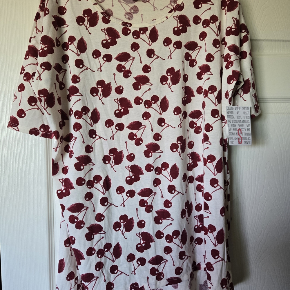 LuLaRoe Cherry Print Irma - Red and White